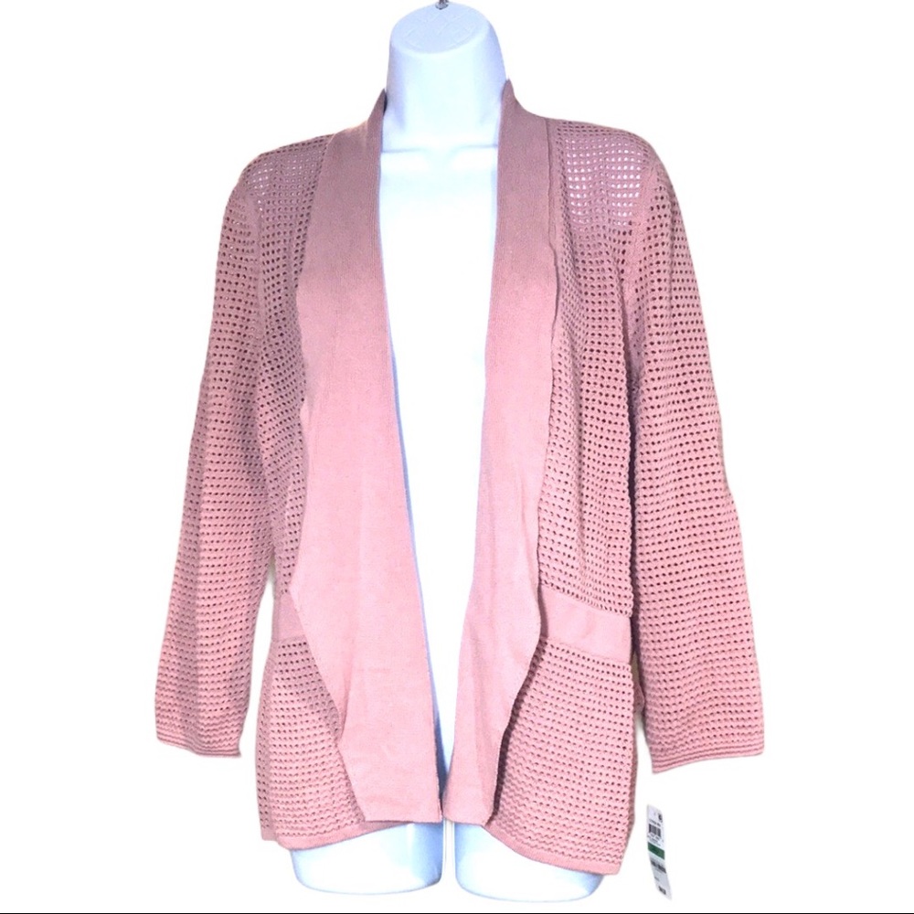 Alfani Linen Cotton Open Front Knit Jacket